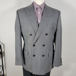 Lauren Ralph Lauren Mens DBL Breast Six Button Flannel Poly Wool Houndstooth 43R